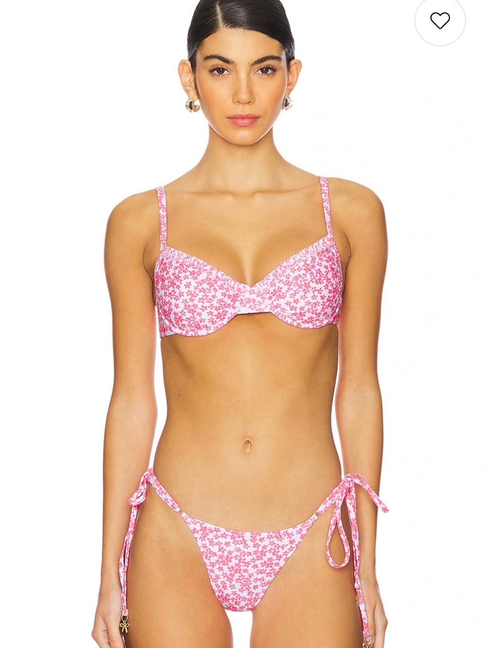 REVOLVE Pink Floral Underwire Bikini Top with Tie-Side Bottoms